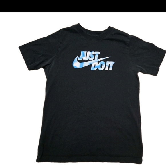 Black Nike Shirt W Just Do It Logo Boys XL EUC - Picture 2 of 4